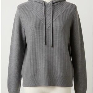 S. Christina 100% Cashmere Grey Waffle Knit Chevron Hoodie – Size S/M